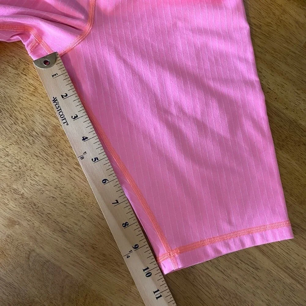 Lululemon Reverse Groove Bike Short Women's 4 Tall Coral Stripe Athletic Stretch